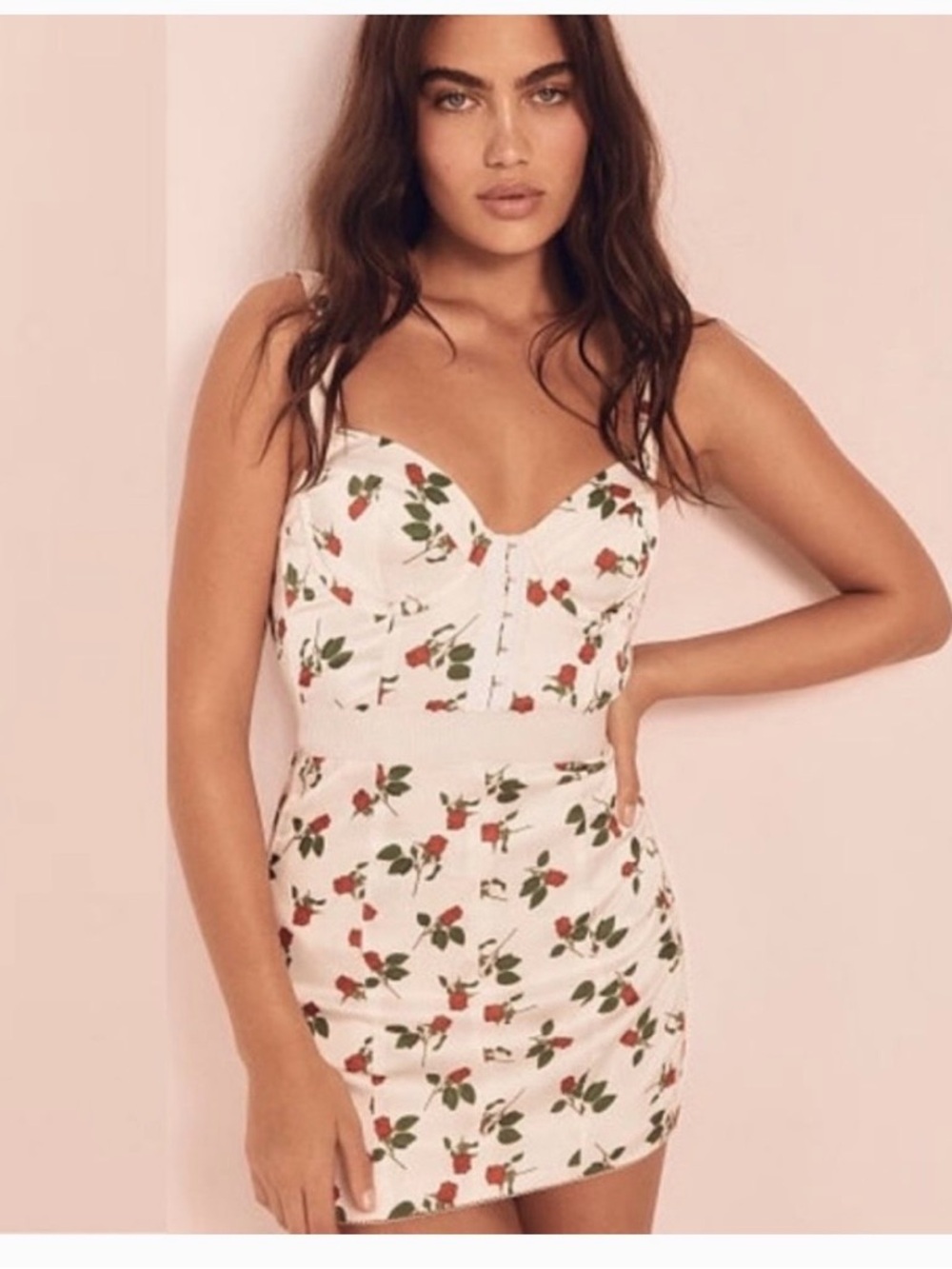 NWT For Love and Lemons White Satin Mini -L